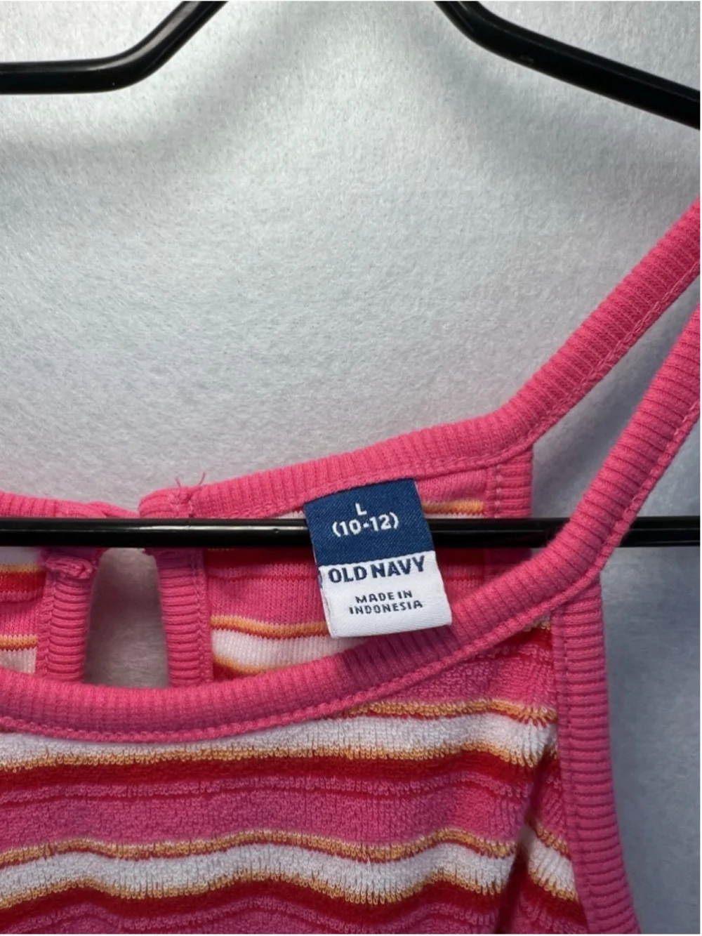 Old Navy Girls Terry Romper Shorts Pink Striped Youth Size Large 10-12 Summer